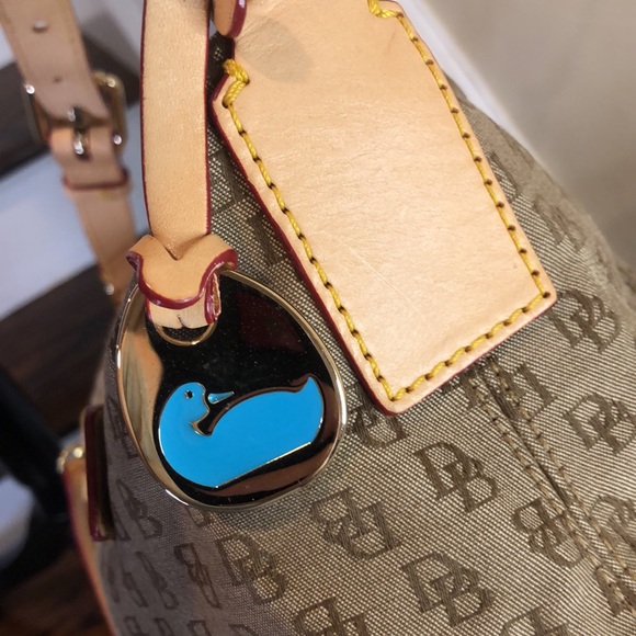 Vintage Dooney Bourke Brown Jacquard Monogram Top Zipper Hobo Shoulder Bag NWOT - Picture 14 of 15